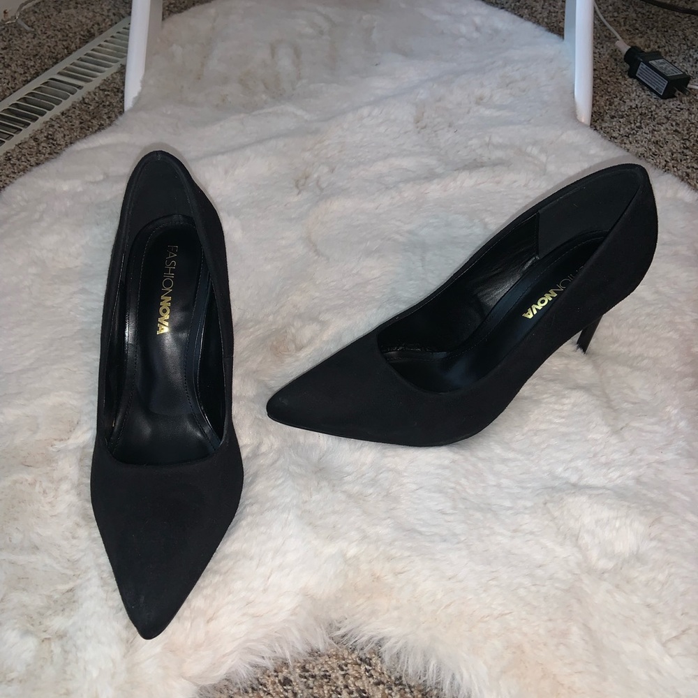 Black Suede Heels from Fashion Nova